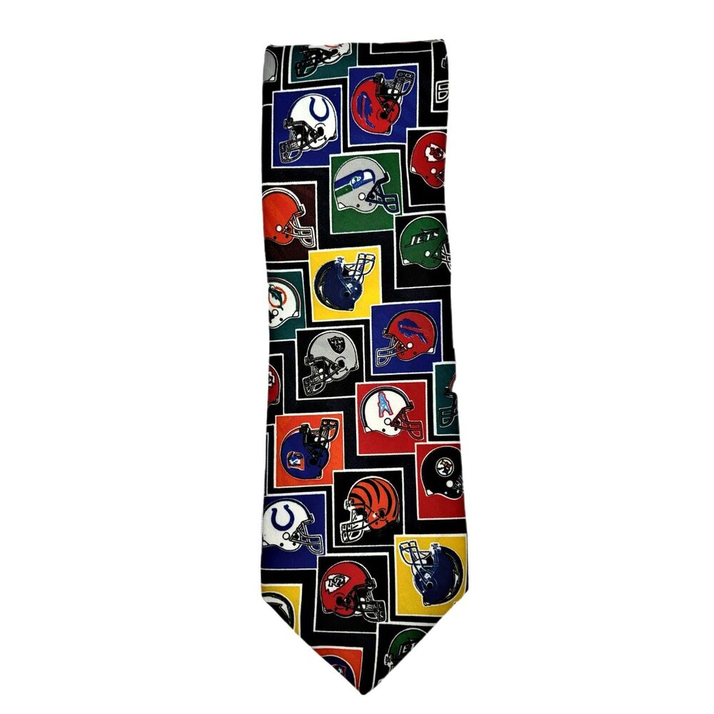 Vintage NFL Mens Novelty Necktie Team Logos 80s NFC Helmets Made USA Football